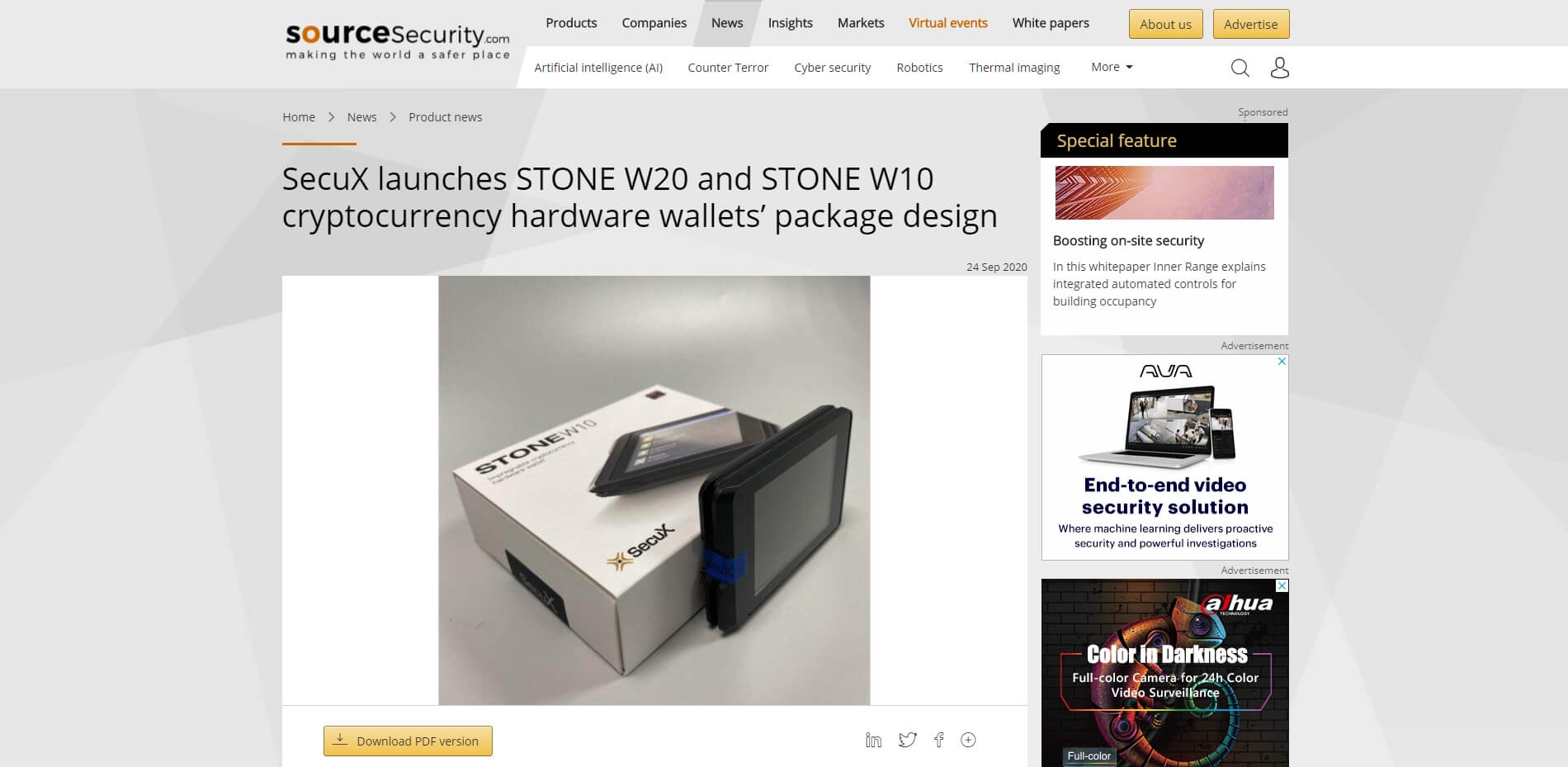 2020 9 24 SourceSecurity SecuX launches STONE W20 and STONE W10 cryptocurrency hardware wallets’ package design