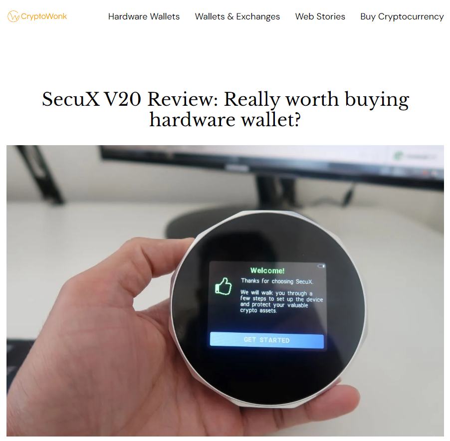CryptoWonk SecuX V20 Review
