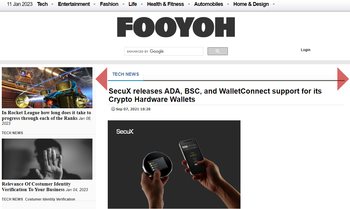 FOOYOH SecuX New Features Press Release
