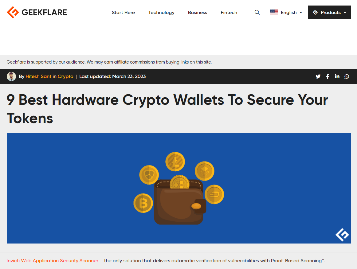 Geekflare SecuX Hardware Wallets Ranking1