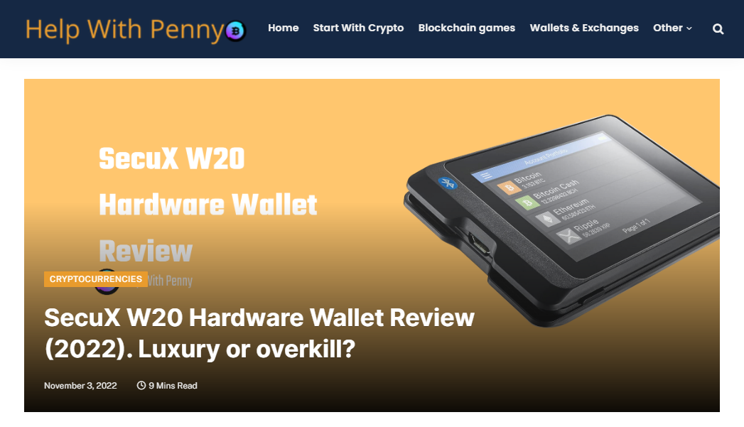 Help With Penny SecuX W20 Review