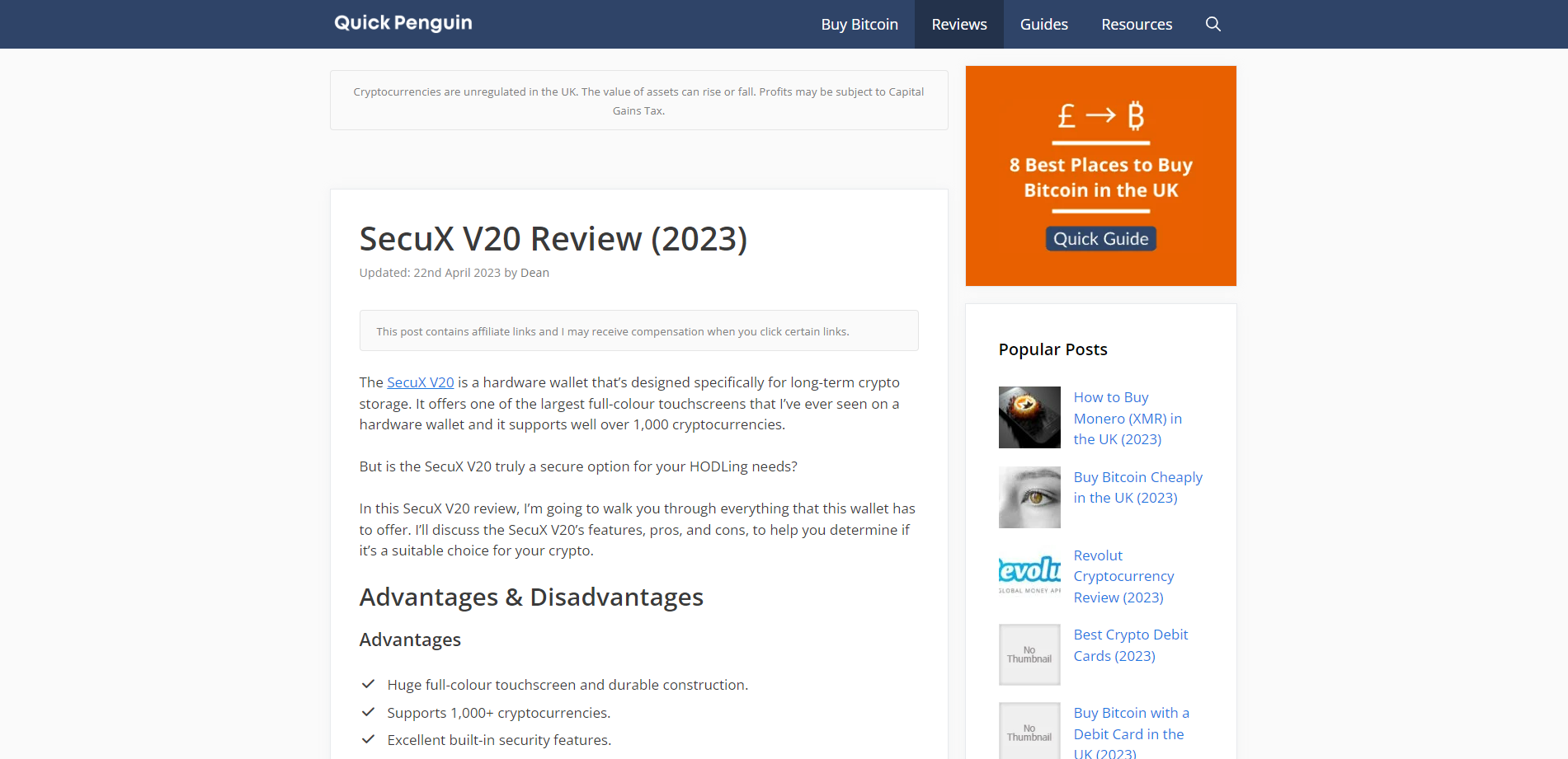 Quick Penguin SecuX V20 Unboxing Review1