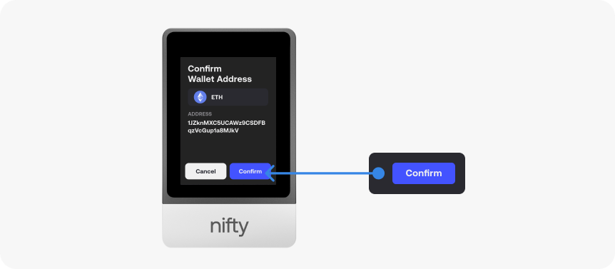 Get Receiving Address on SecuX Nifty Wallet Device