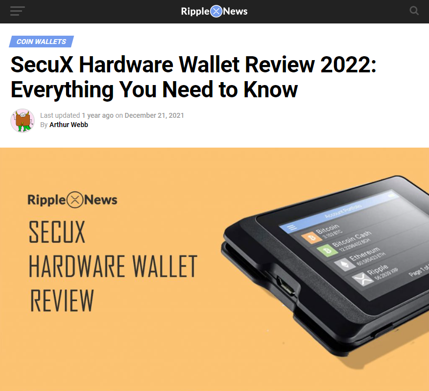 Ripple Coin News: SecuX Hardware Wallet Review 2021—Everything You Need to Know