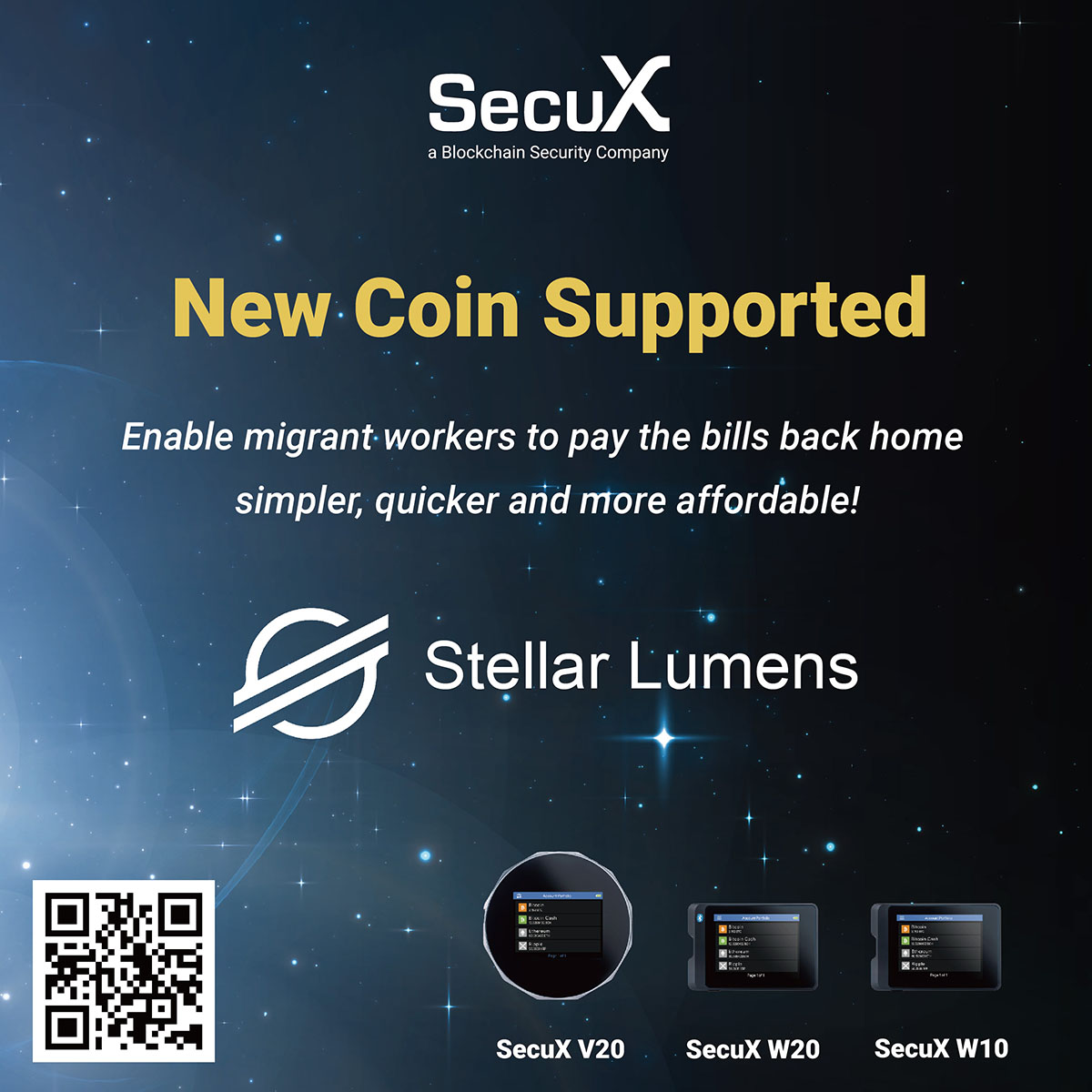 SecuX Support New Coin Stellar