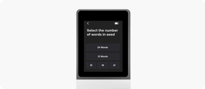 Select The Number of Words in Your Seed Phrase