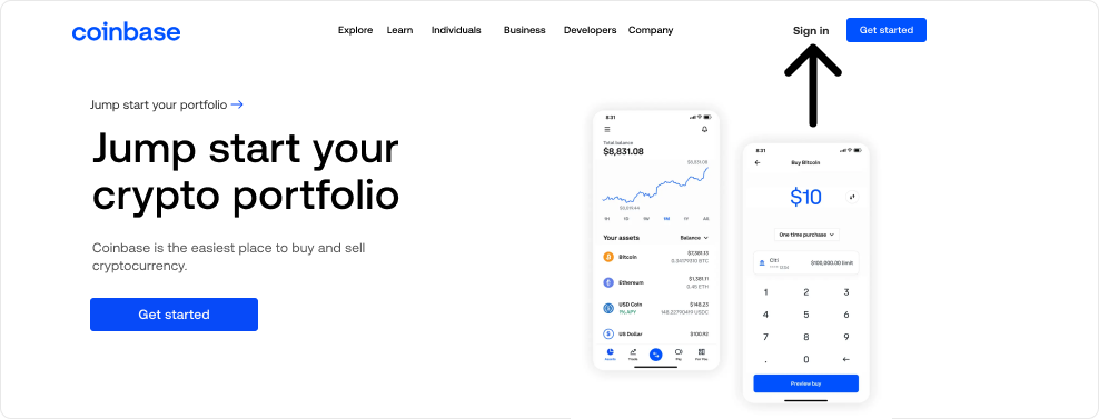 Sign in to Coinbase