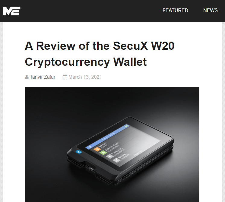 The Merkle Hash: SecuX W20 Review